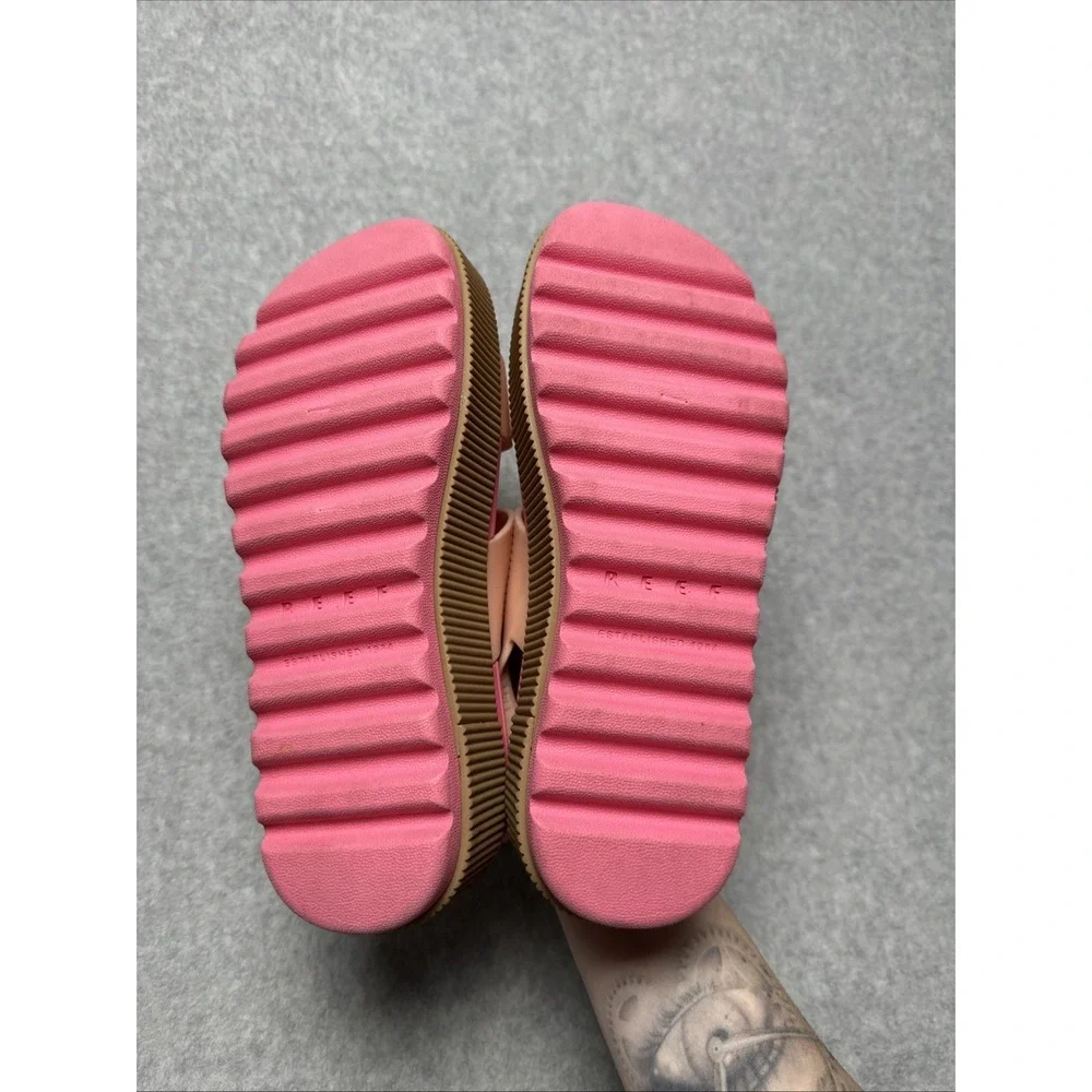 Reef Women Size 7 Water Vista Higher Platform Sandals Hot Pink/Coral/Tan - Picture 4 of 5